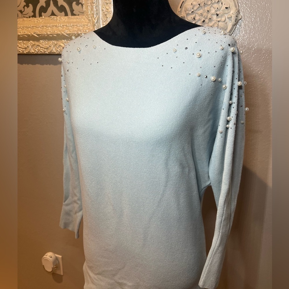 Blue maternity sweater or knit top